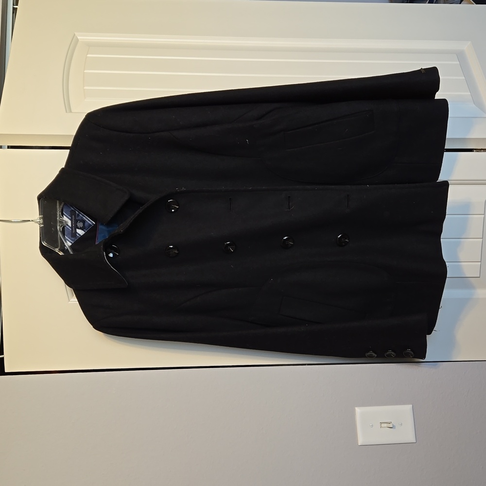 Tommy Hilfer black button down pea coat
